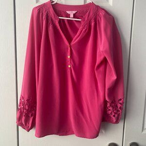 Lilly Pulitzer Silk Blouse size XL gently worn dark pink